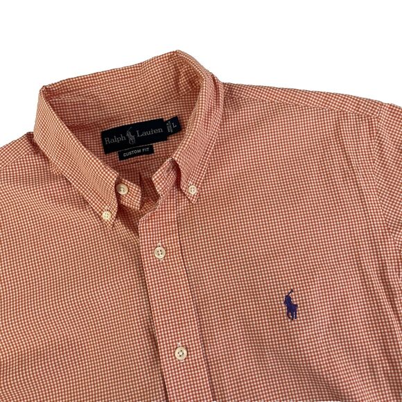 Ralph Lauren Other - Mens Ralph Lauren Short Sleeve Button Down Shirt Size Large Gingham Check Orange